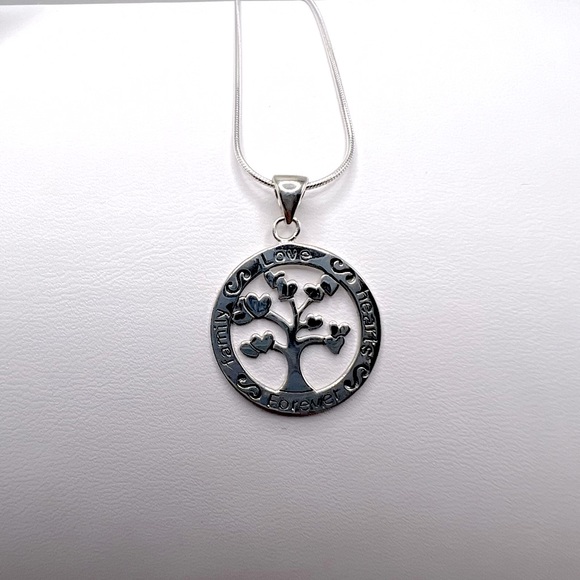 .925 Sterling Family Hearts Love Forever Necklace - Picture 10 of 16